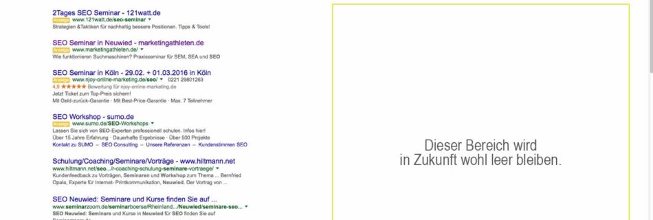 Google Adwords rechte Spalte